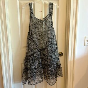 Krista Larsen organza sheer floral black/white over dress new w/out tags o/s